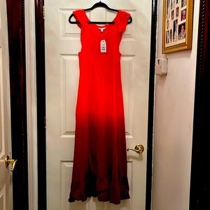 Comfy summer dress red ambre with pockets.